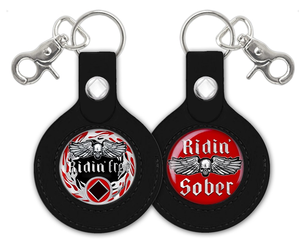 NA Program Black Rubber Key Fob Coin/Medallion Holder W/Clear Plastic Window