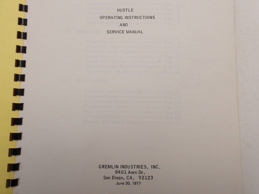 Gremlin-Hustle-Service & Operation Manual- Owners Manual-NOS