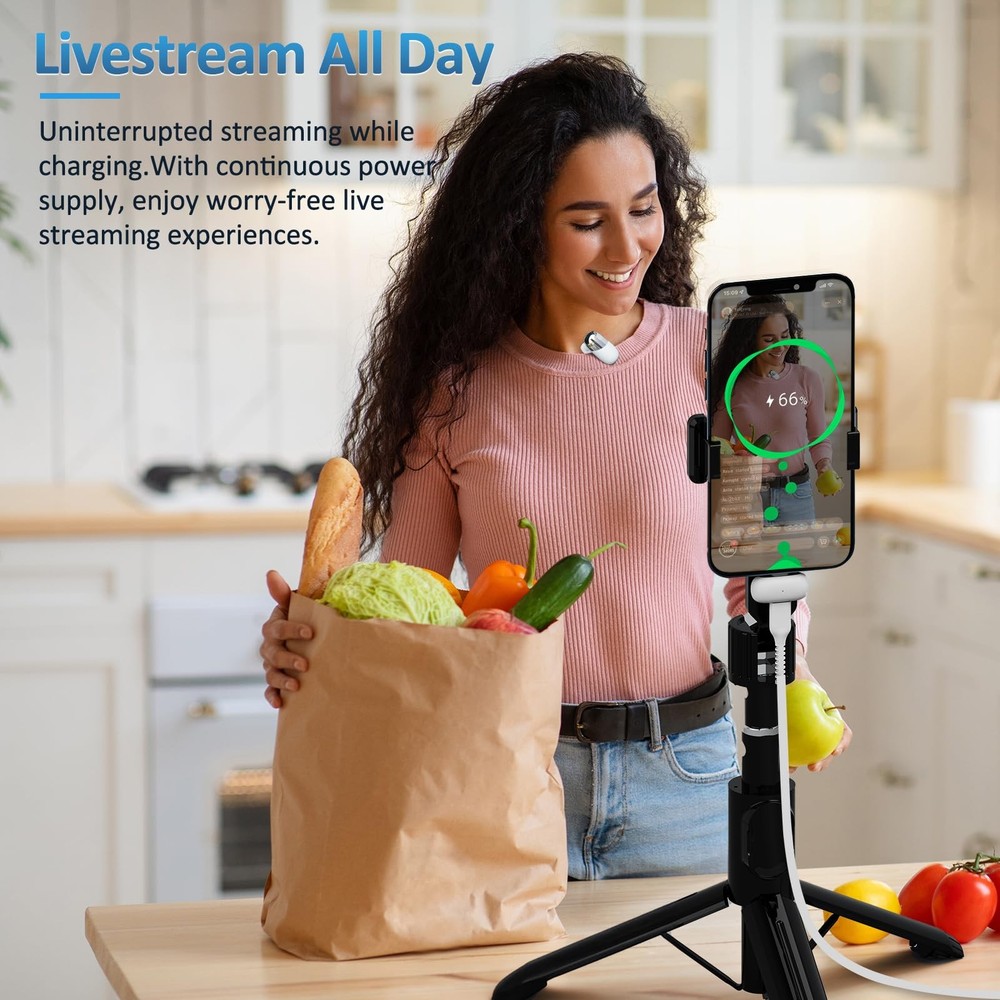 S5 Wireless Lavalier Microphone for iPhone 16/15,Android USB C Phone,iPad,Lap...