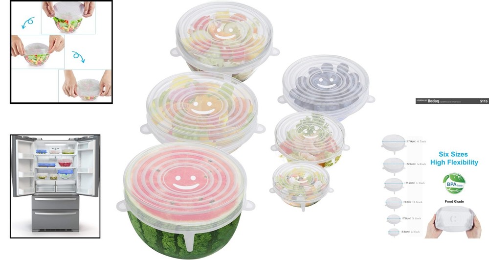 Versatile 6PCS Silicone Stretch Bowl Covers - Dishwasher Safe and Flexible