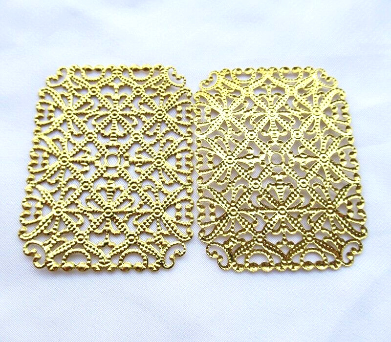30pcs Rectangular Stamping 53x41mm Decorative Brass Filigree DIY Crafts