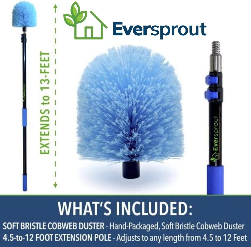 Effortless 3-Stage Cobweb Duster with Telescoping Pole – Hand-Packaged Quality