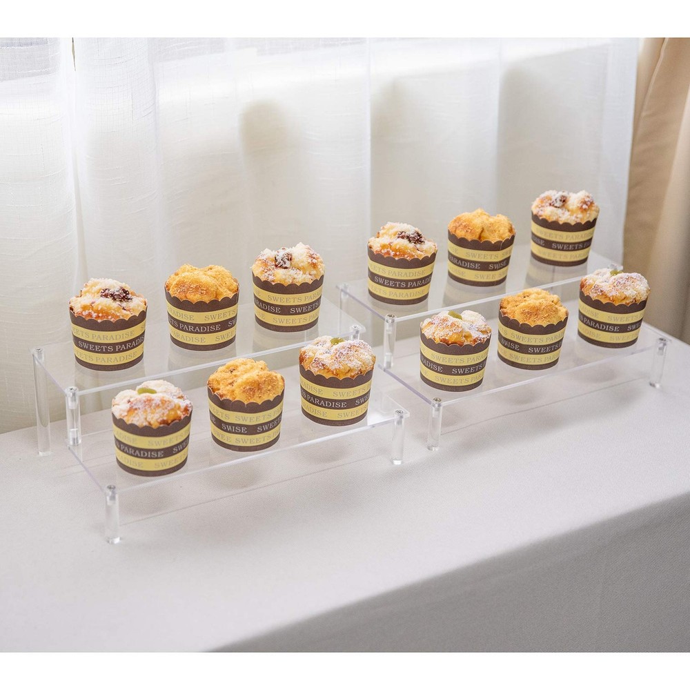 BYCY 2 Pack 2-Tier Clear Acrylic Display Stand 2 Tier - 2 Pack,