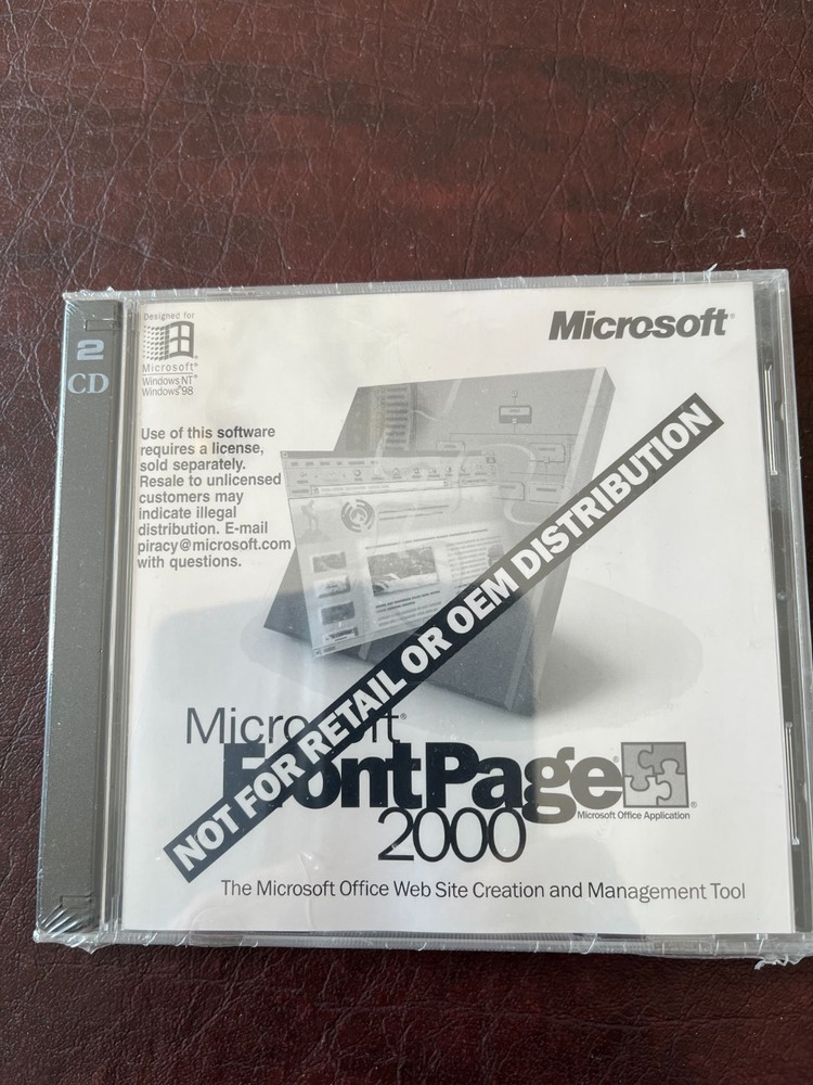 Microsoft Frontpage 2000 CD-ROM w/ Product Key New Sealed