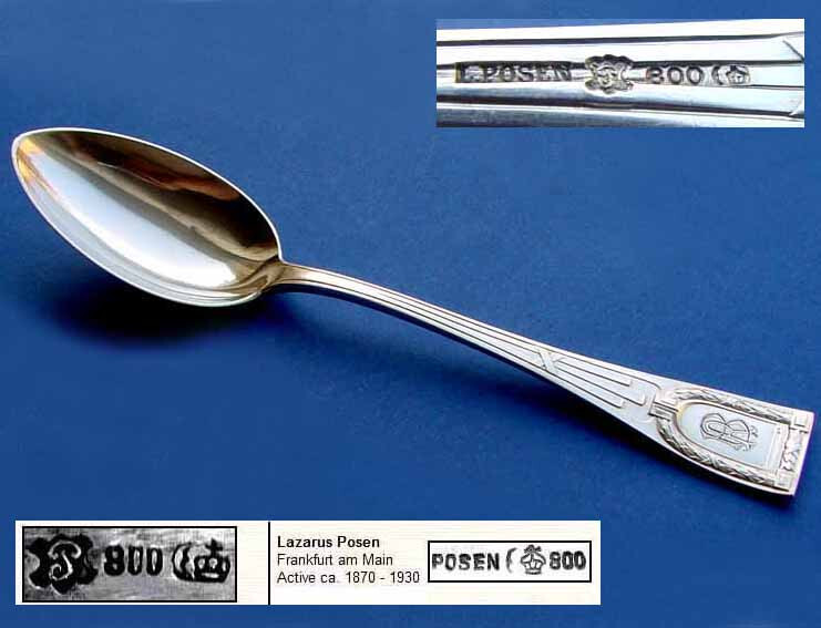 Massive Empire Spoon, 800 Silver, Lazarus Posen B829