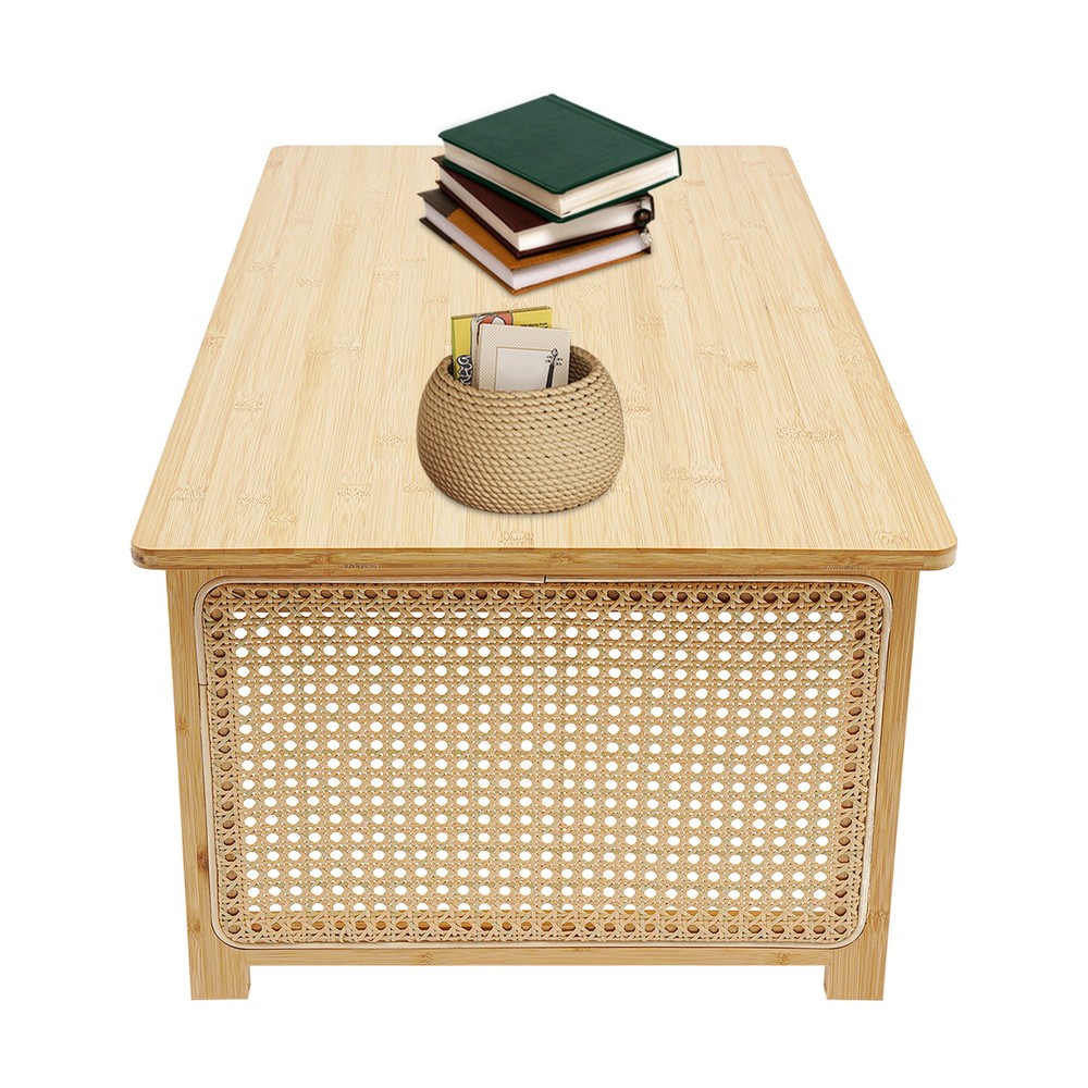 Bamboo Foldable Folding Floor Low Coffee Table for Sitting on The Floor