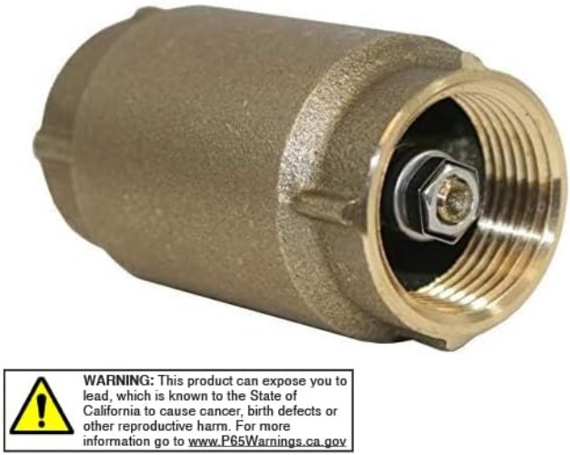 Versatile 1-1/4" No-Lead Brass Check Valve - Vertical or Horizontal Use
