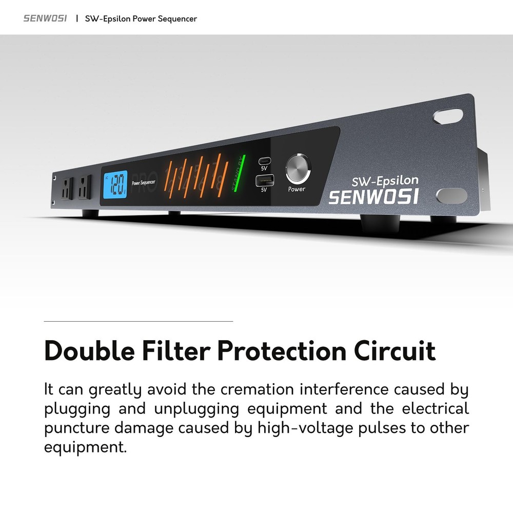 10Socket Power Conditioner and Surge Sequencer with USB TypeC/A Charger