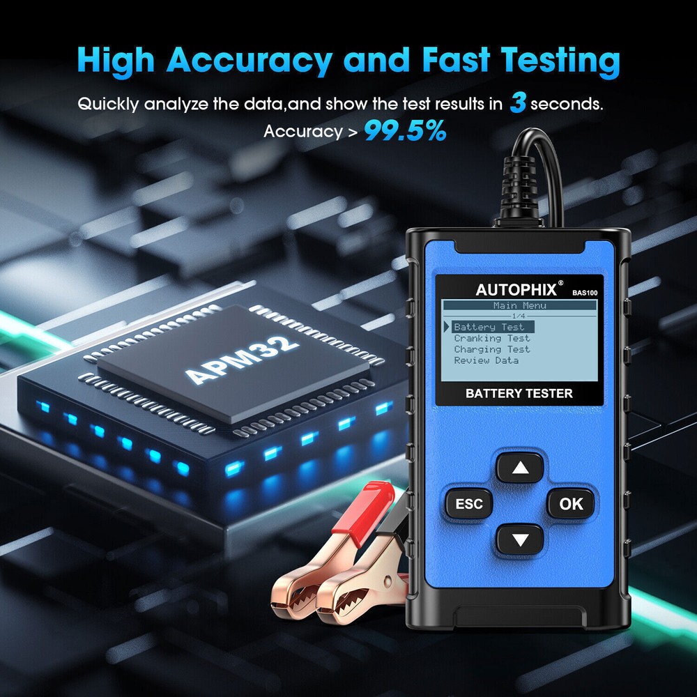 AUTOPHIX BAS100 12V 24V Car Battery Load Tester Charging System Analyzer 2000CCA