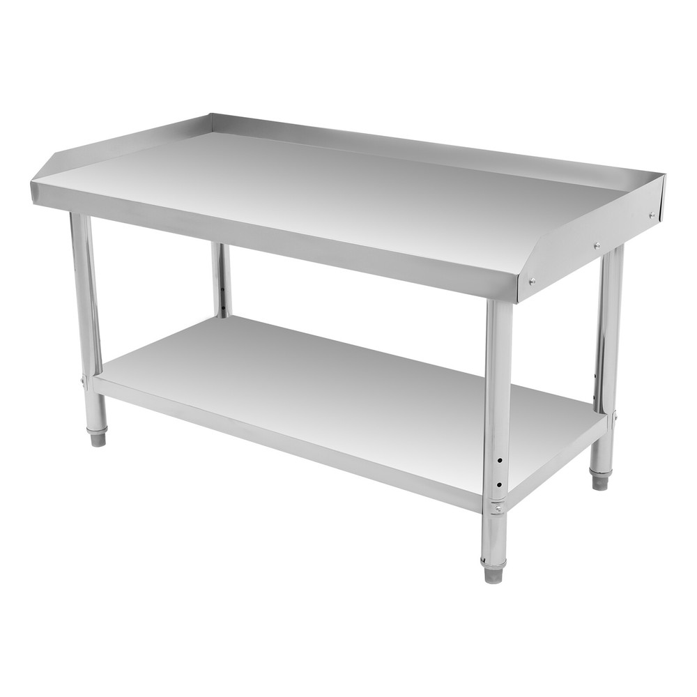 Stainless Steel Adjustable Kitchen Work Table 2 Tier Garage Workbench Load 200kg