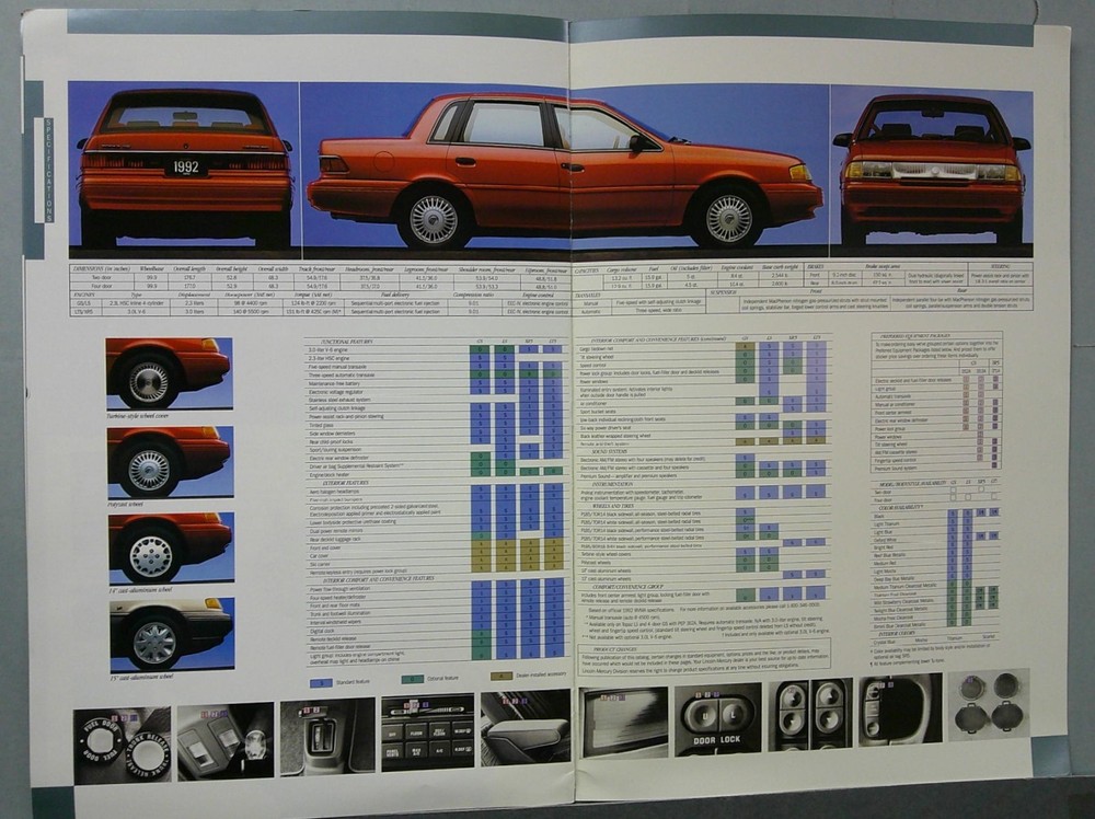 1992 Mercury Topaz Sales Catalog