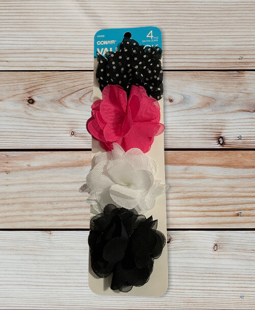Conair 4 Piece Salon Flower Clips Multi-Color