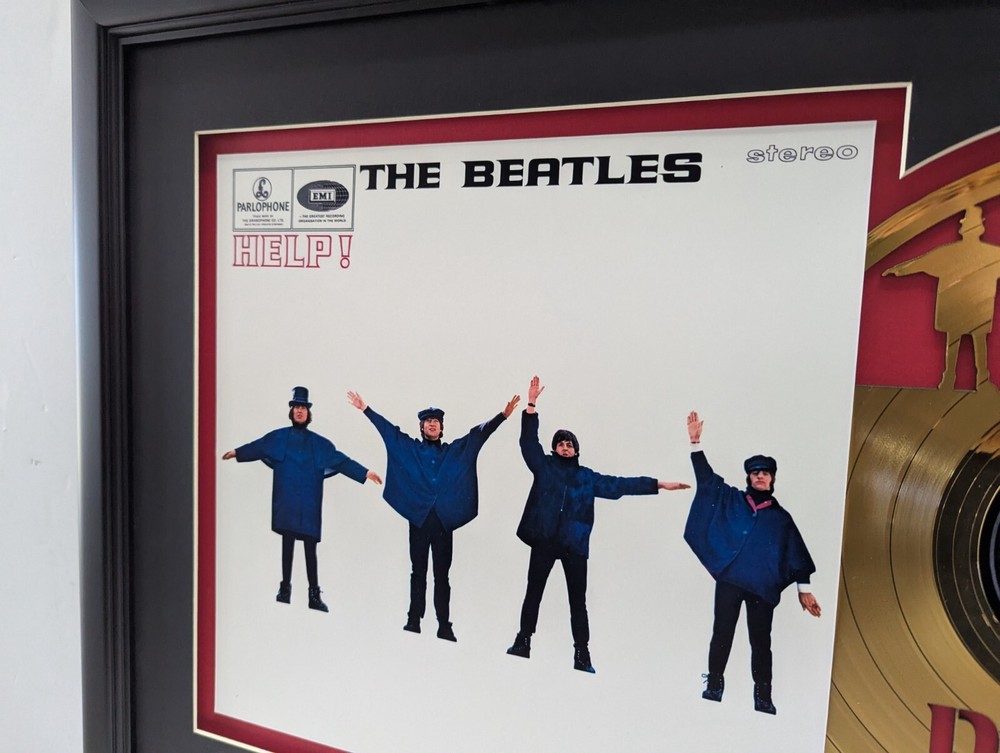 Beatles HELP Gold or Platinum Laser Cut LP Record Display
