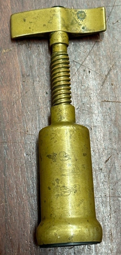 Mid Century Italian Solid Brass Closed Barrel Corkscrew