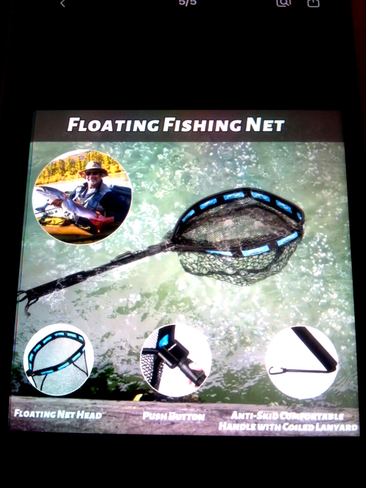"Plusinno" Easy Fold Floating Fish Net, Easy Catch and Release NEW