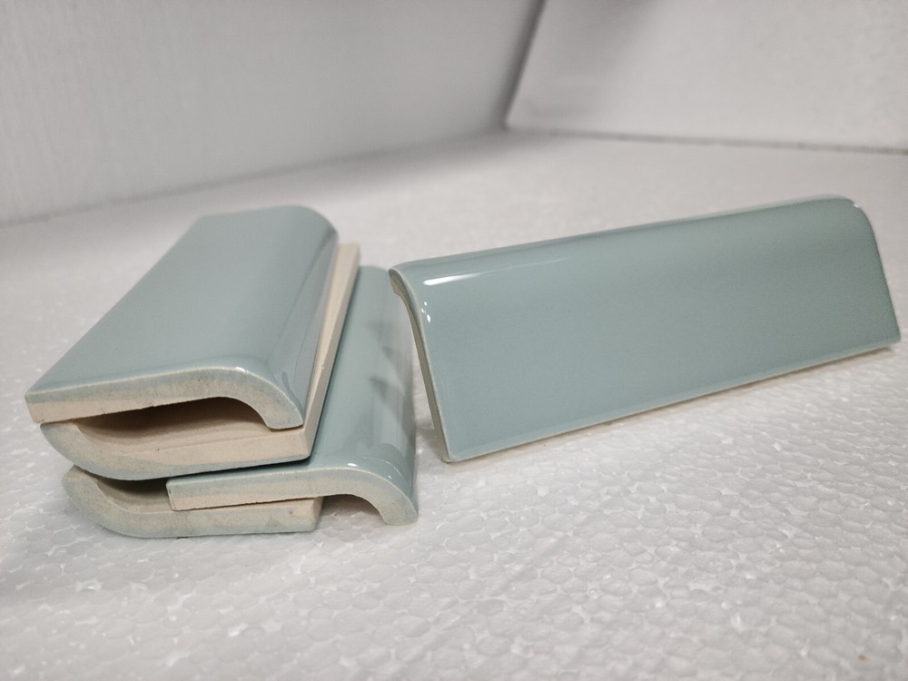 Seafoam Green Ceramic Tile Mud Cap Backsplash Subway Mudcap Mid Century Modern