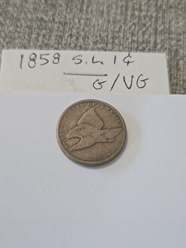 1858 Flying Eagle Penny Cent SL G / VG
