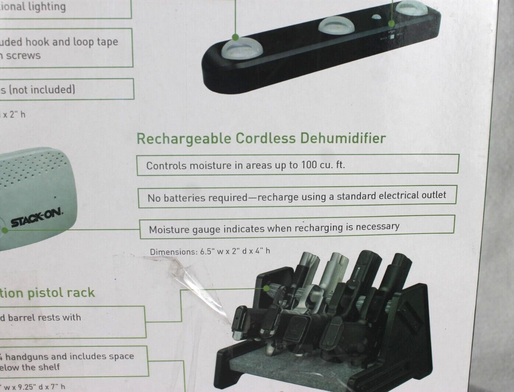 STACK-ON 3 Pieces Safe Accessory Kit:Led Motion Light, Dehumidifier, Pistol Rack