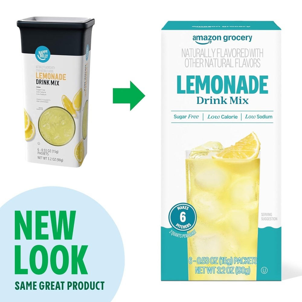 Amazon Grocery, Lemonade Drink Mix Singles, 3.2 Oz