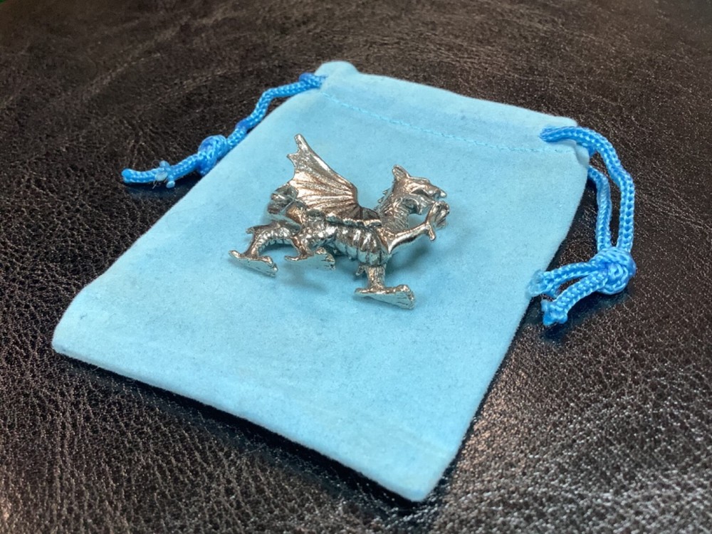 Welsh Dragon 3D Silver Pewter Mini Figure (W)