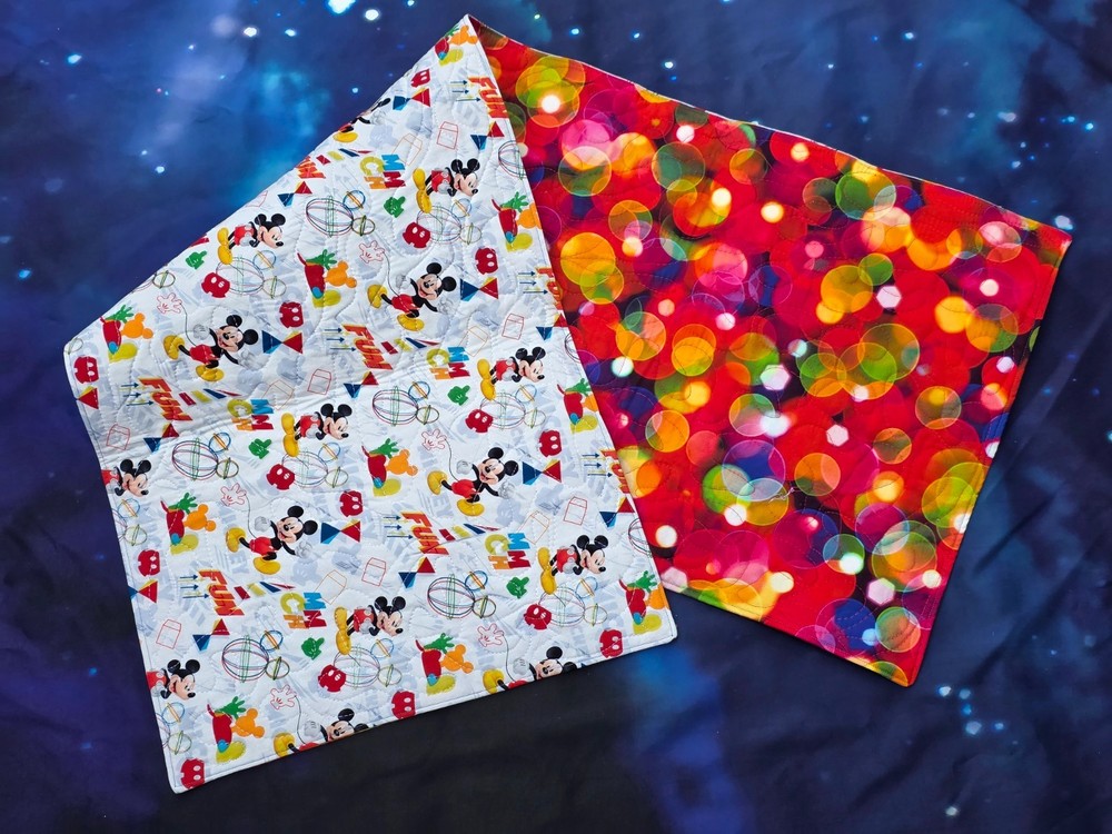 Handmade Quilted Table Runner Disney Mickey Mouse FUN SKETCH BUBBLES