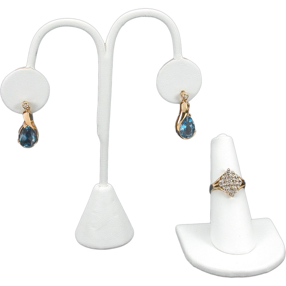 White Leatherette Large Jewelry Display 8 Pc Set