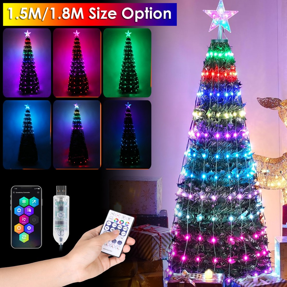4.9/5.9FT Remote Artificial Christmas Tree w/ Multicolor LED Lights App Control