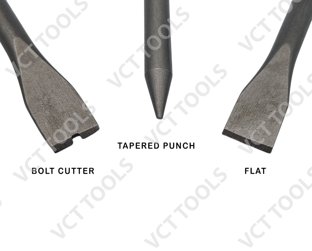3pc 7" Air Chisel Set | Bolt Cutter, Flat & Tapered Bits | Pneumatic Tool Ki