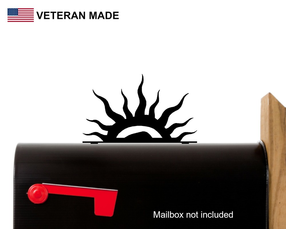 Peaking Sun Mailbox Topper, Decorative Rock on Mailbox Sign