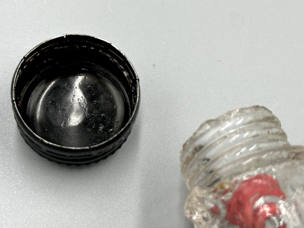 c 1910 Learned Reading FOX BOTTLE or BEAR Glass CANDY CONTAINER Antique E&A 470