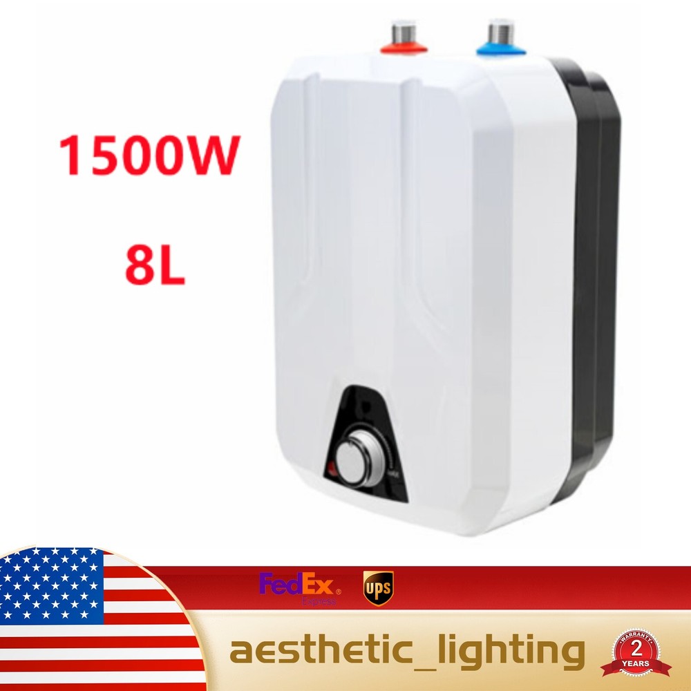 110V 1500W White Electric Tankless Hot Water Heater For Kitchen Bathroom NEW