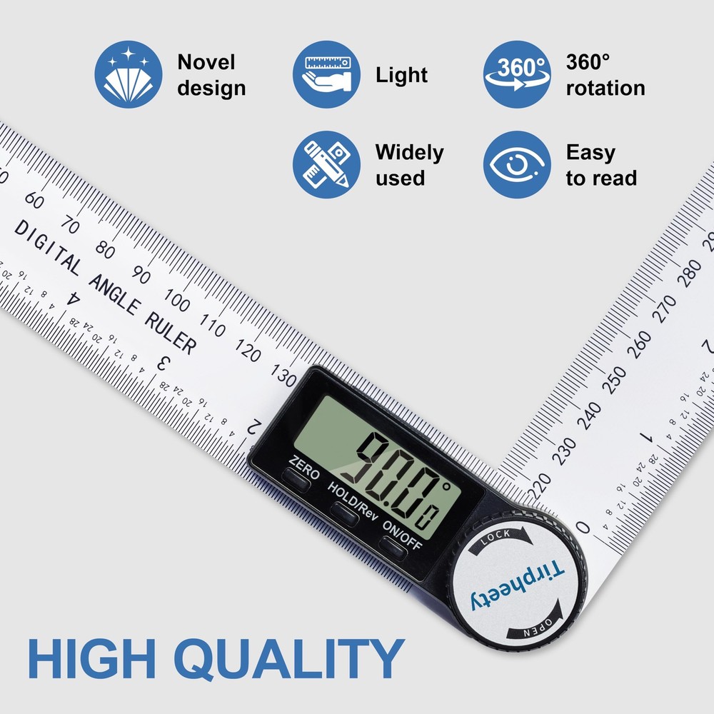 Tirpheety Digital Angle Finder Protractor, 3rd Generation Quick Display Angle...
