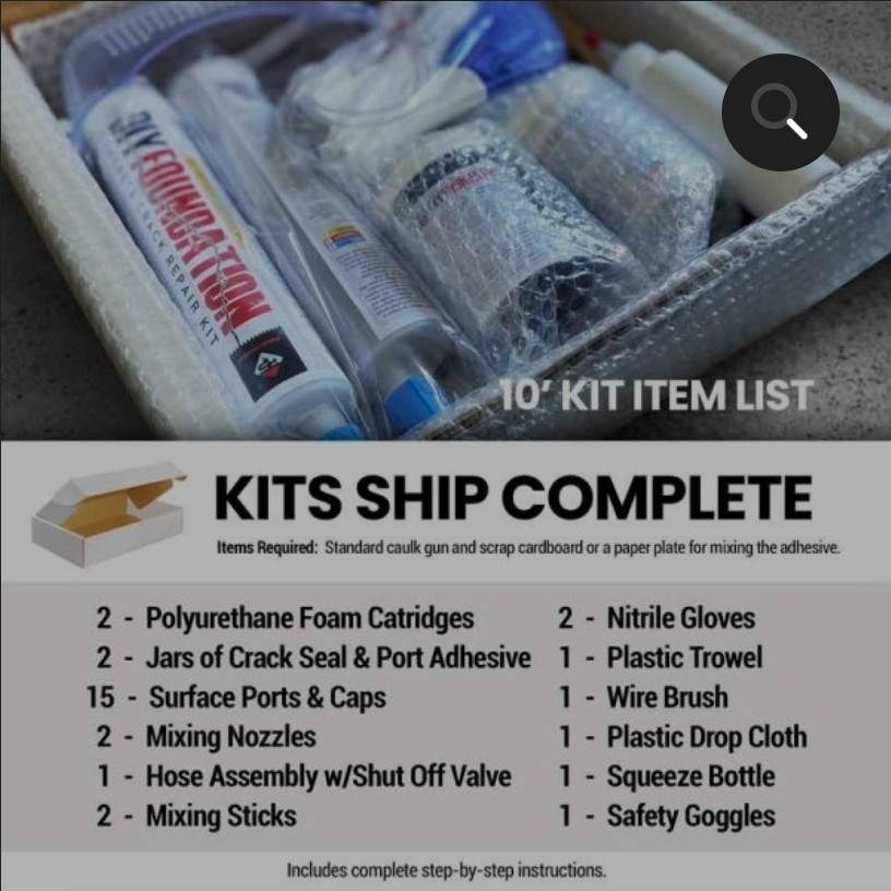 Fast Set Concrete Foundation Crack Repair Kit-Polyurethane Foam Stops Wat...