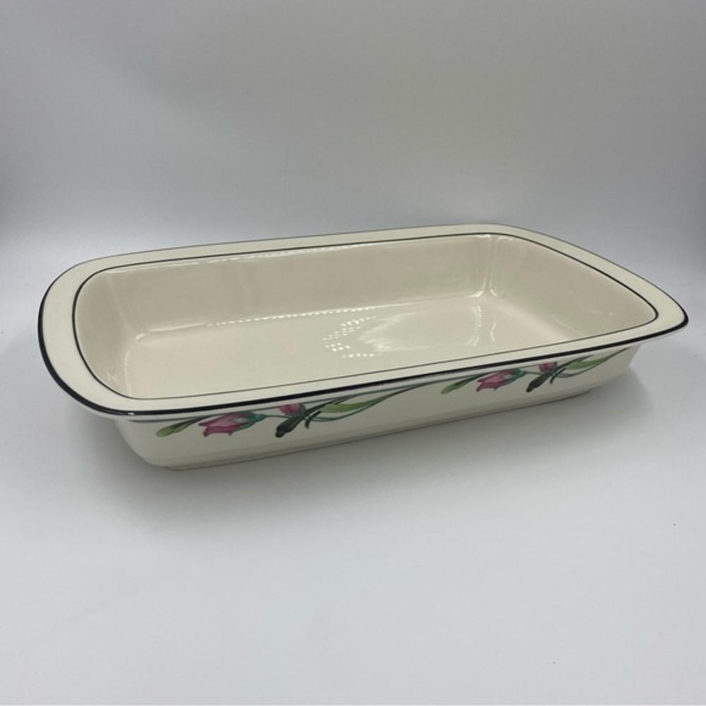 Vintage Lenox Chinaware Discontinued Midnight Blossoms 13" Rectangular Baker