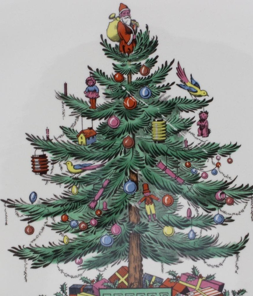 Spode Christmas Tree Green 14 Inch Oval Baker