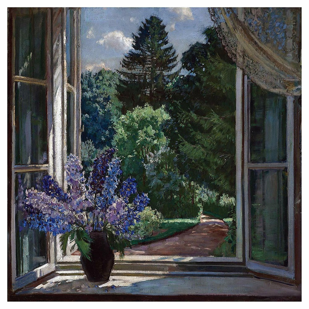 View from Window Flower vase Forest Tile Mural Kitchen Backsplash Marble Ceramic