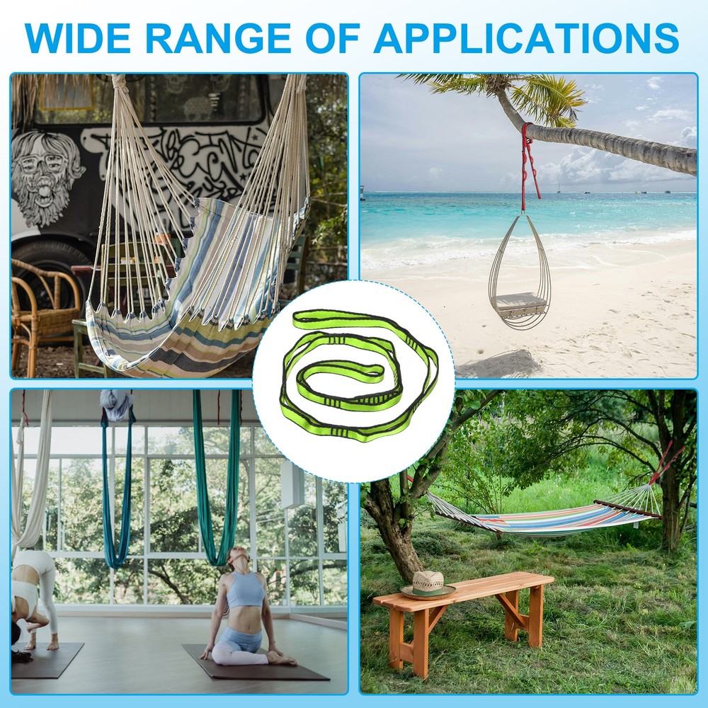 2Pcs Daisy Chain Strap Strong Climbing Strap Adjustable with 8 Loops Green