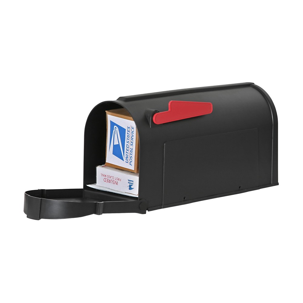 Postal Pro, The Hampton Mailbox, Durable Plastic, Easy to Install, Flag Black