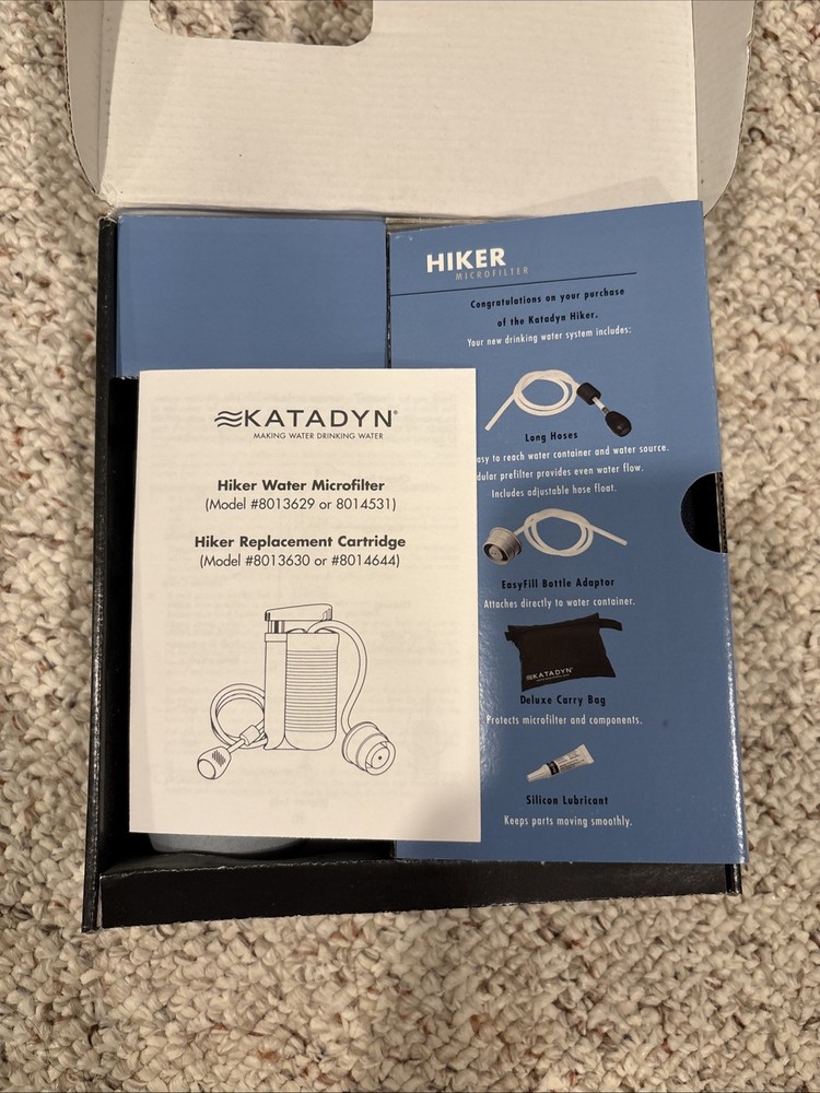 NEW Katadyn Hiker Compact Backpacking Micro Water Filter Purifier Gray