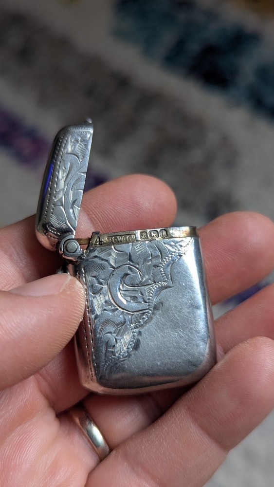 Miniature Sterling Silver Vesta Case Birmingham 1908