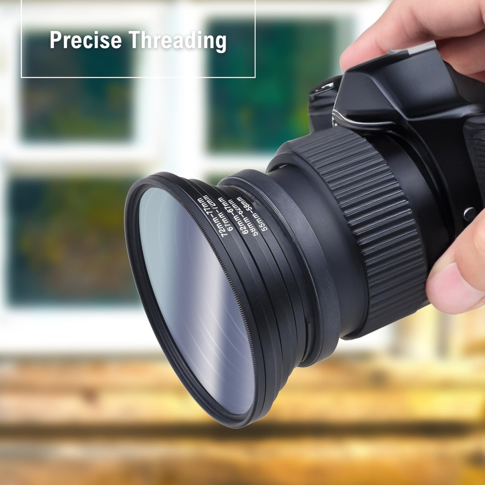 18-Piece Filter Ring Adapter Set - 9X Step-Up Rings and 9X Step-Down Rings fo...