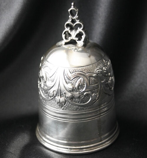 Antique 800 Silver Ornate Repousse Bell Germany