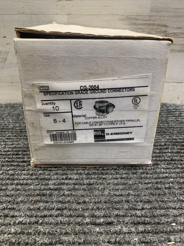 Box of 10 O-Z/GEDNEY #CG-2004 Ground Clamp, Cable Parallel or 90-Deg to Pipe, 2"