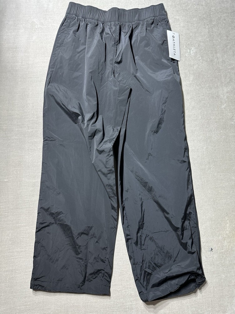 NWTS Athleta Rise Pant Windbreaker Pants Men Medium Black Lightweight Drawstring