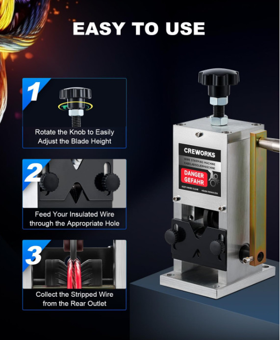 Manual Wire Stripper Machine, 0.06"-1" Wire Stripping Machine, Wire Stripping
