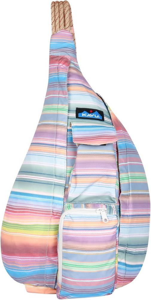 KAVU Original Rope Sack Sling Crossbody Backpack - One Size, Rainbow Run