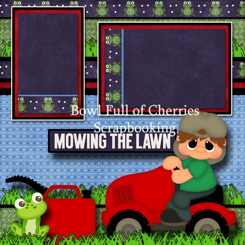 CUT ABOVE ~ 2 premade scrapbook pages layout printed paper piecing Cherry #0074
