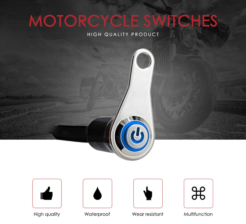 LED Motorcycle Handlebar Mount Switch ON/OFF Push Button Headlight Fog Light 12V