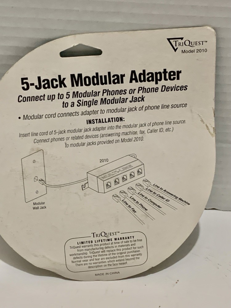 5-Jack Modular Adapter, Telephone line Splitter. NWT