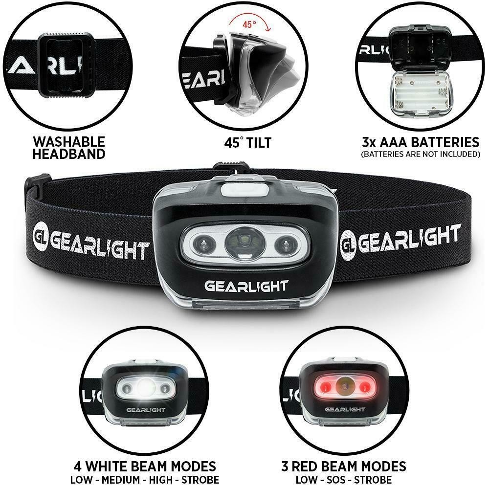 Gearlight LED Headlamp Flashlight S500 [4 PACK]
